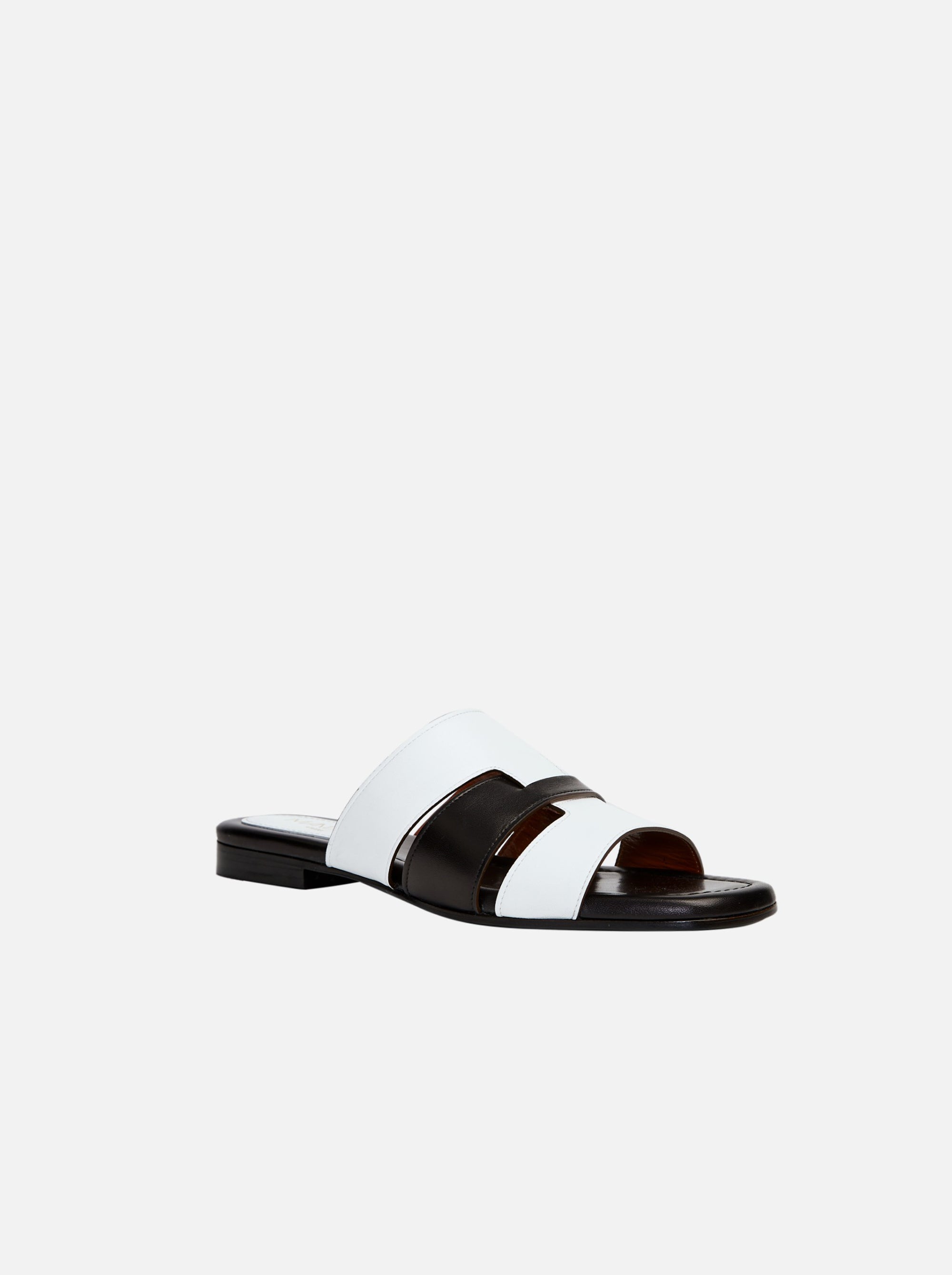 15 Woven Leather Slippers White & Black Soft 2