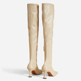 Over Knee High Duck Boots Light Grey Back