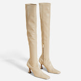 Over Knee High Duck Boots Light Grey Front