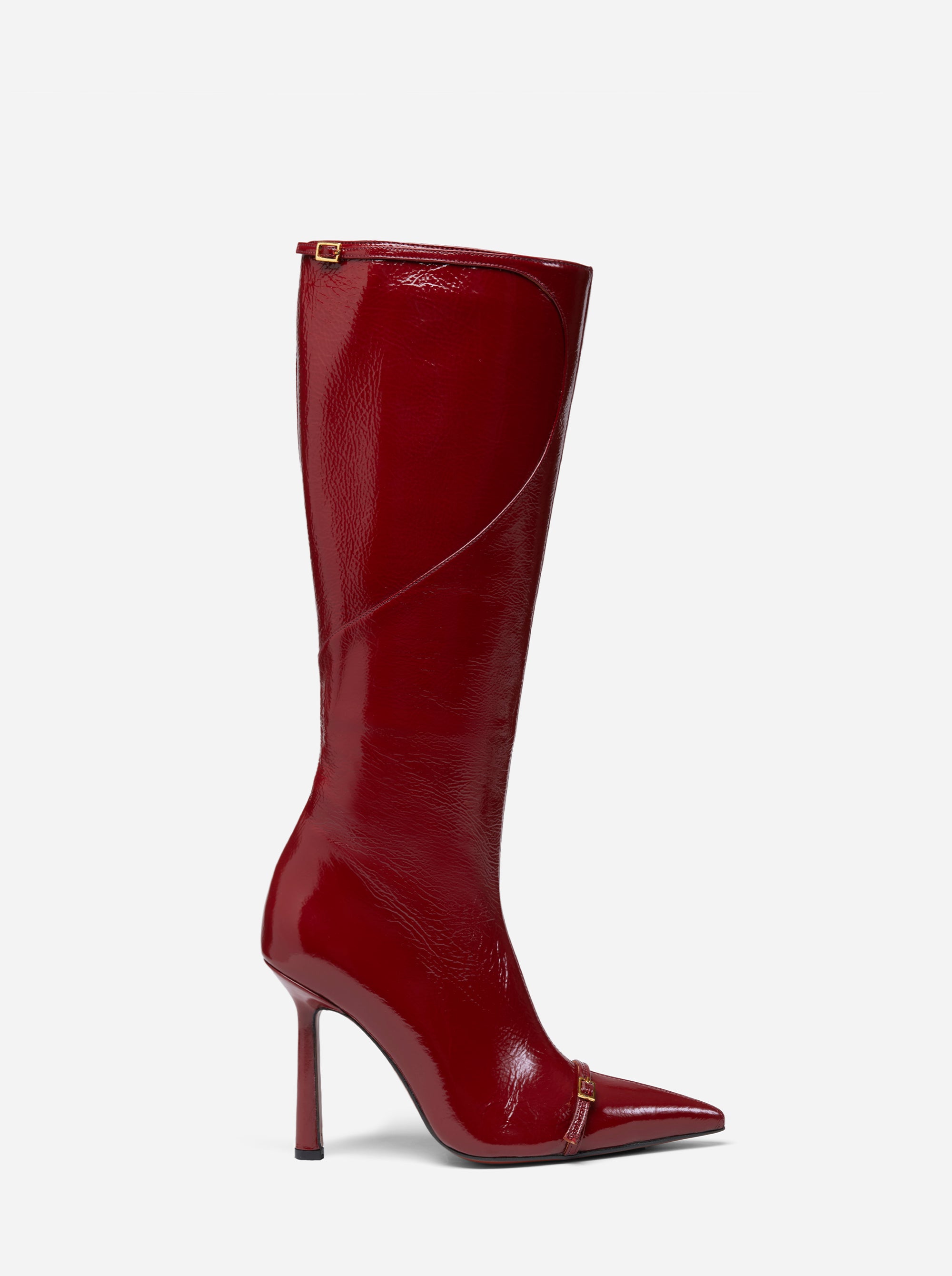 Knee High Pointy Toe Boots Rusty Red High Gloss by Manu Ateiler Manu — free download