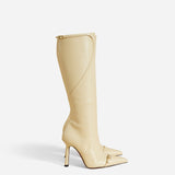 Knee High Pointy Toe Boots Vanilla Side
