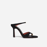 Almond Toe Sandals Black Suede Side
