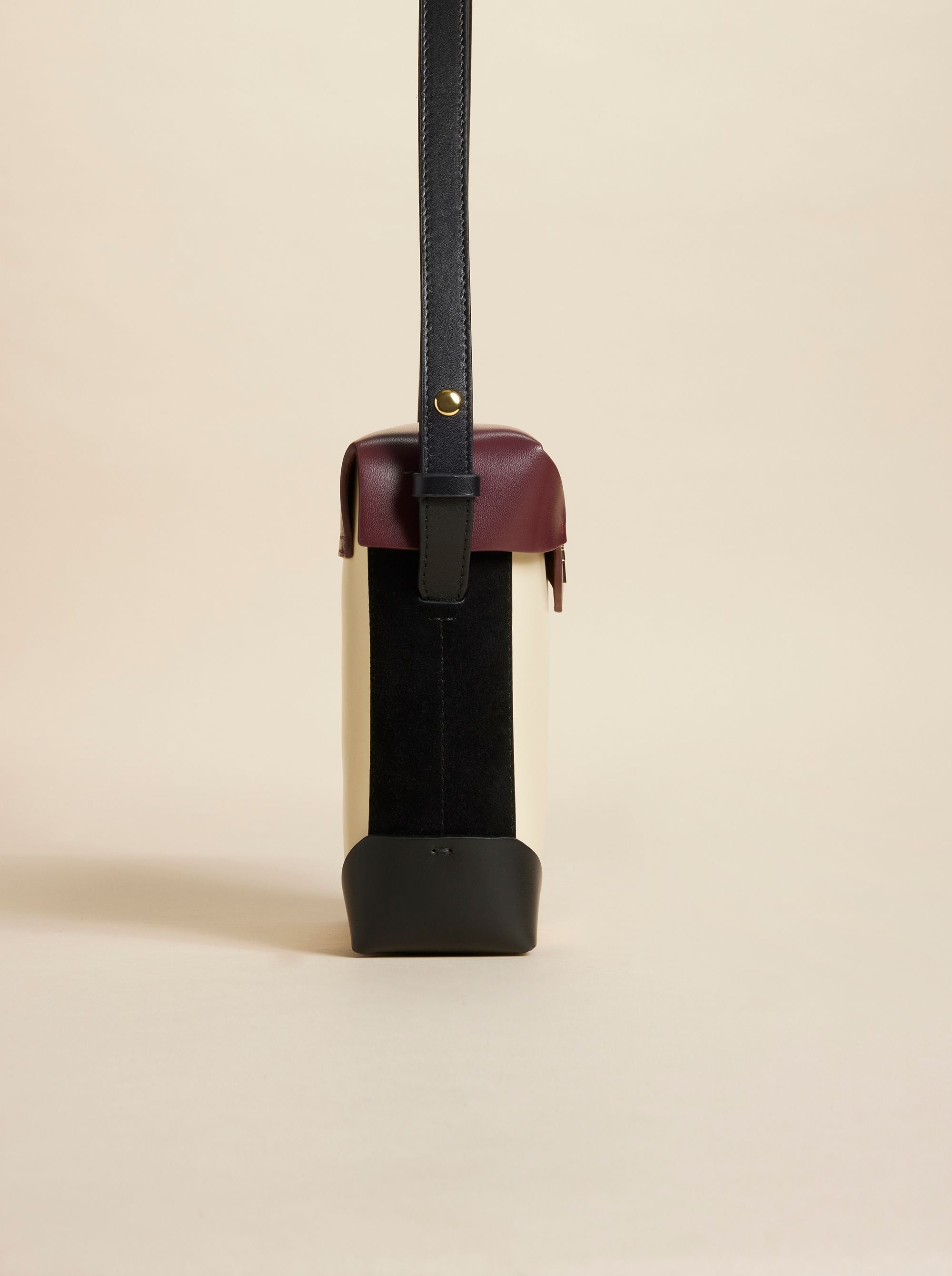 2000 × 2680px Mini Pristine SOFT CALF LEATHER & VEGETABLE TANNED CALF LEATHER & SUEDE LEATHER Merlot & Vanilla & Black