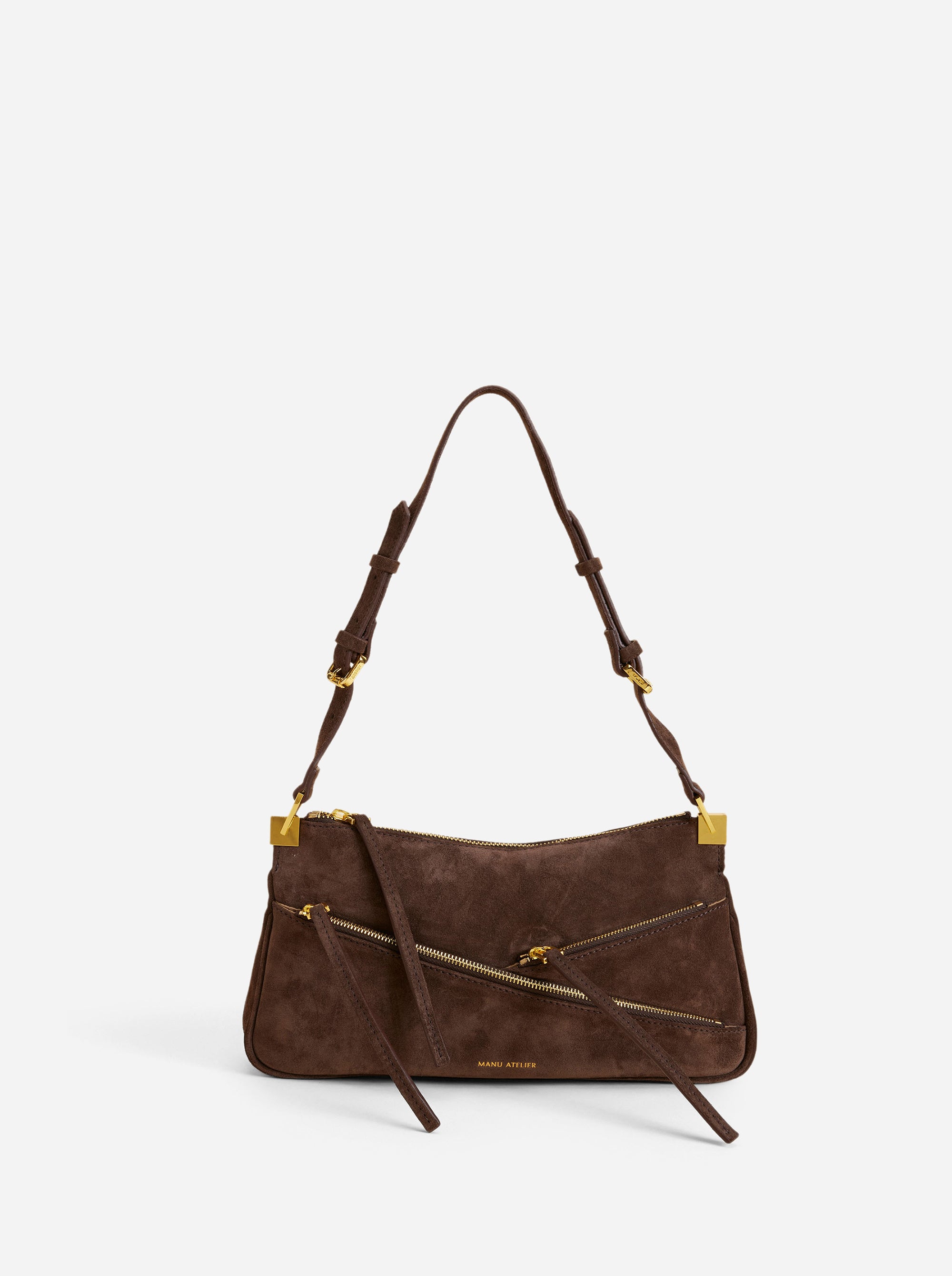 Three Zipped Deep Brown Suede