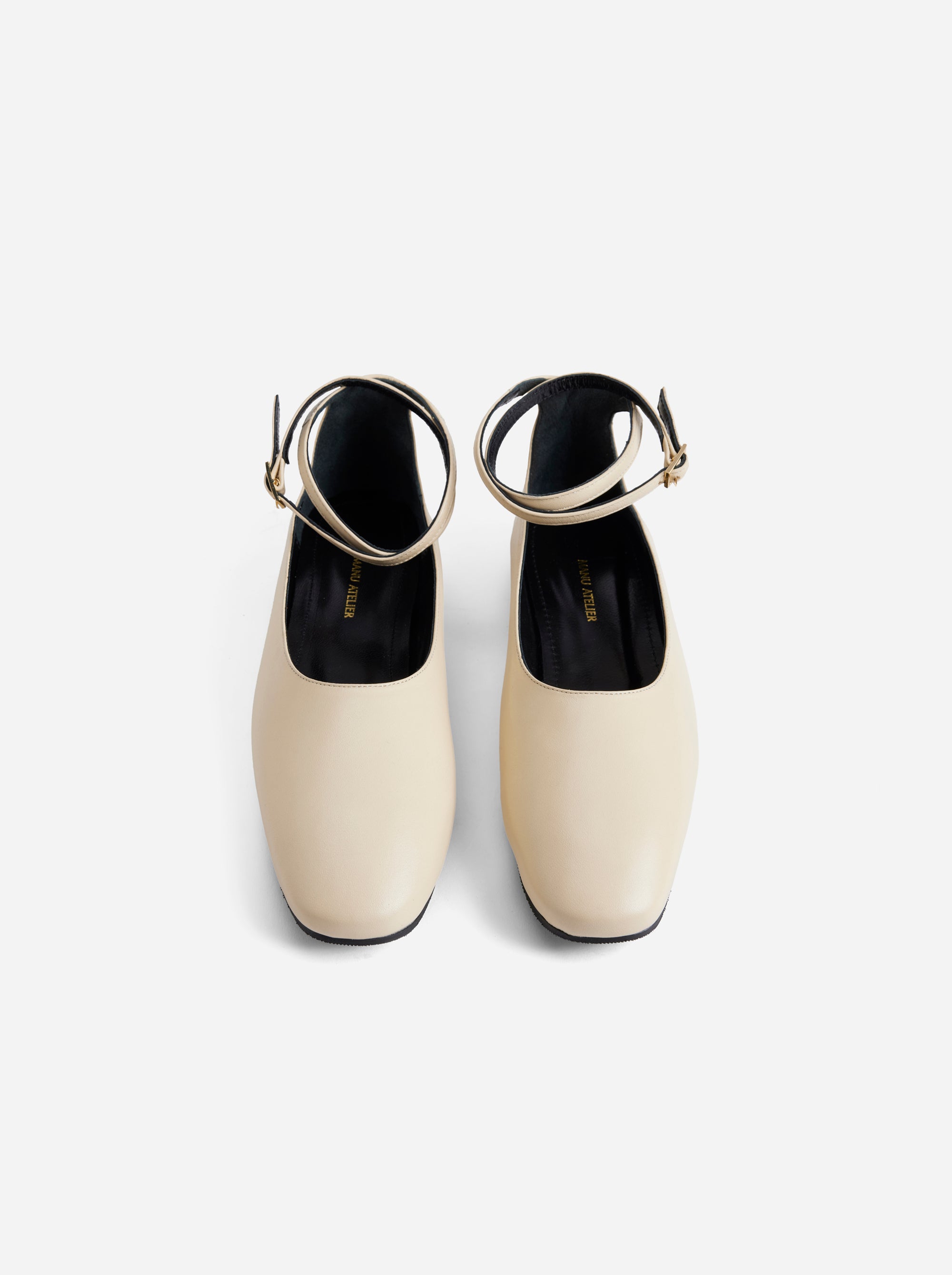 Manu Ballet Flats With Cross Over Ankle Strap Vanilla Soft Front