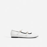 Manu Ballet Flats With Double Belt White Soft Side