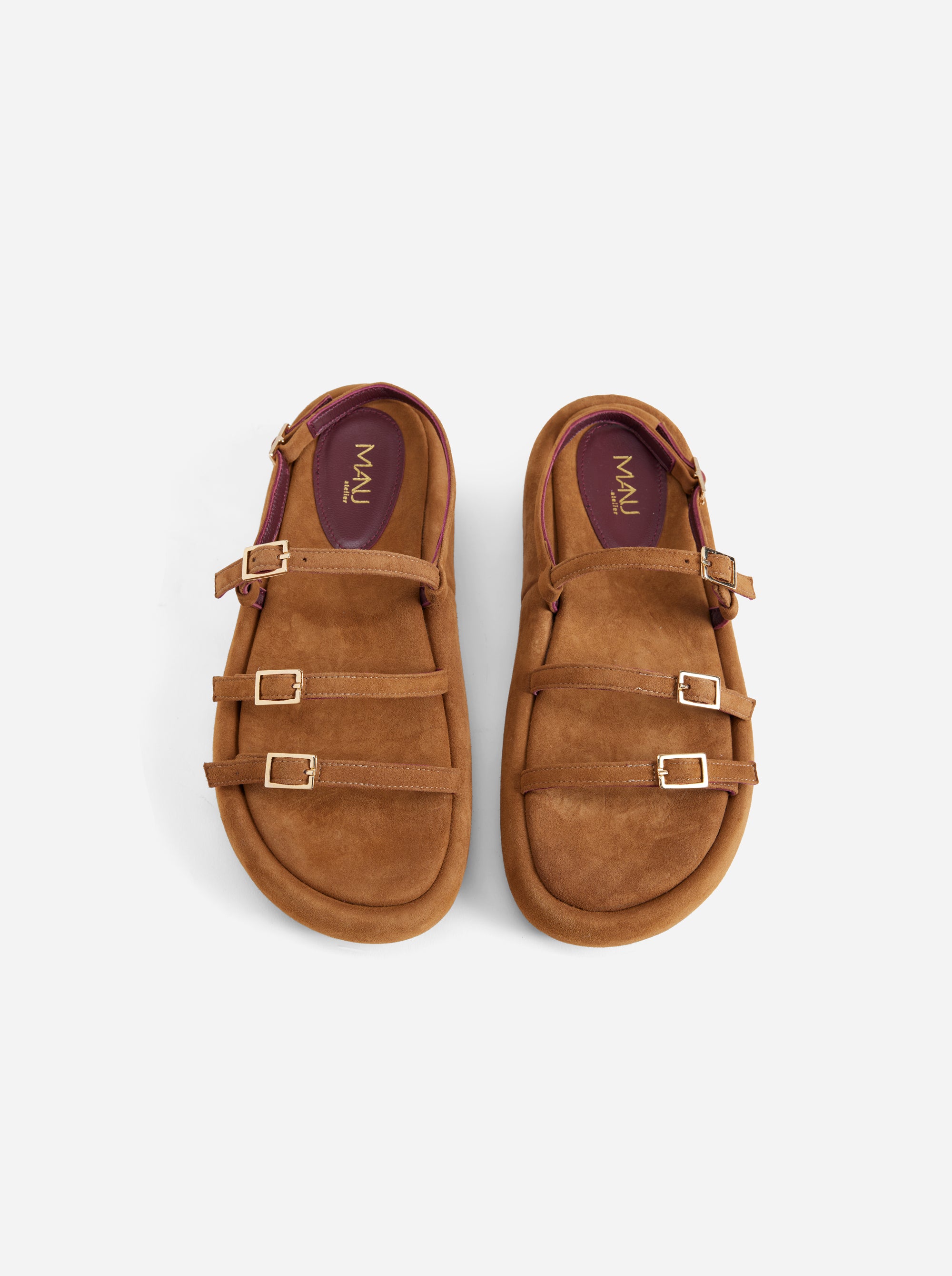 Cage Chunky Slides Sigaro Suede Front