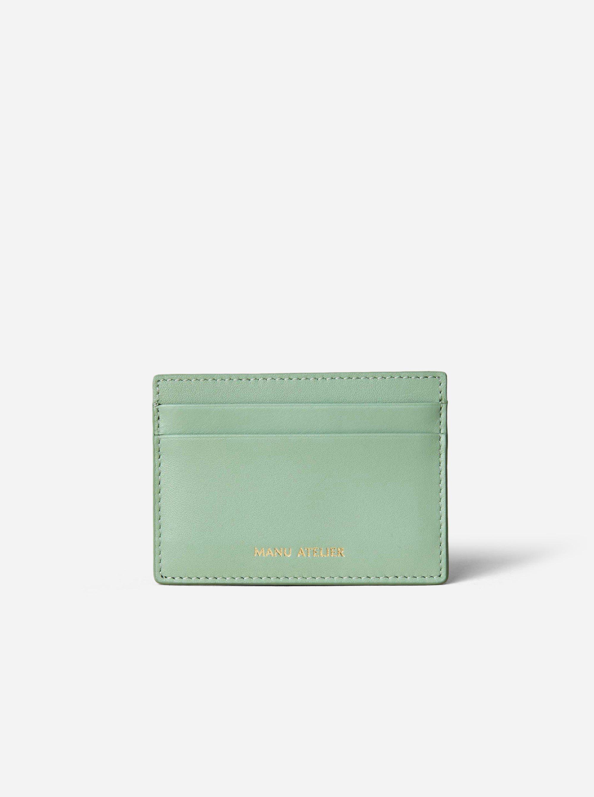 Manu Cardholder Water Green Gold Embossed Soft Front