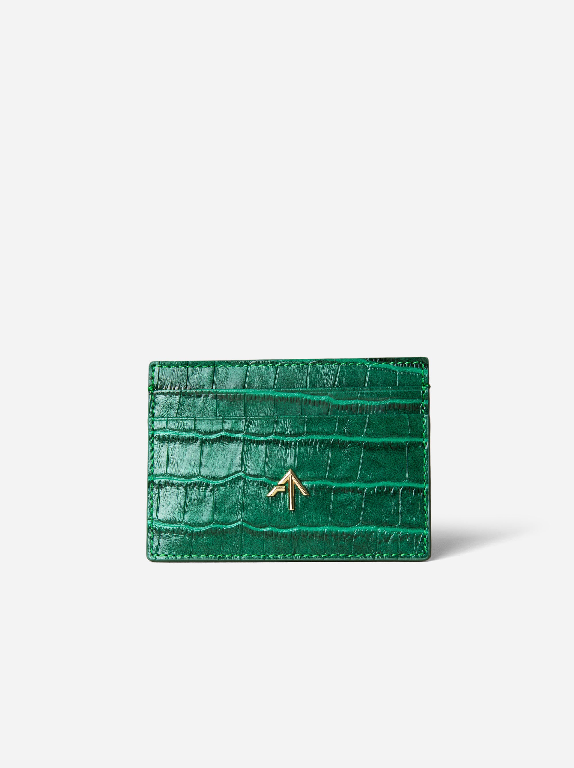 Manu Cardholder Emerald Green Croc Front