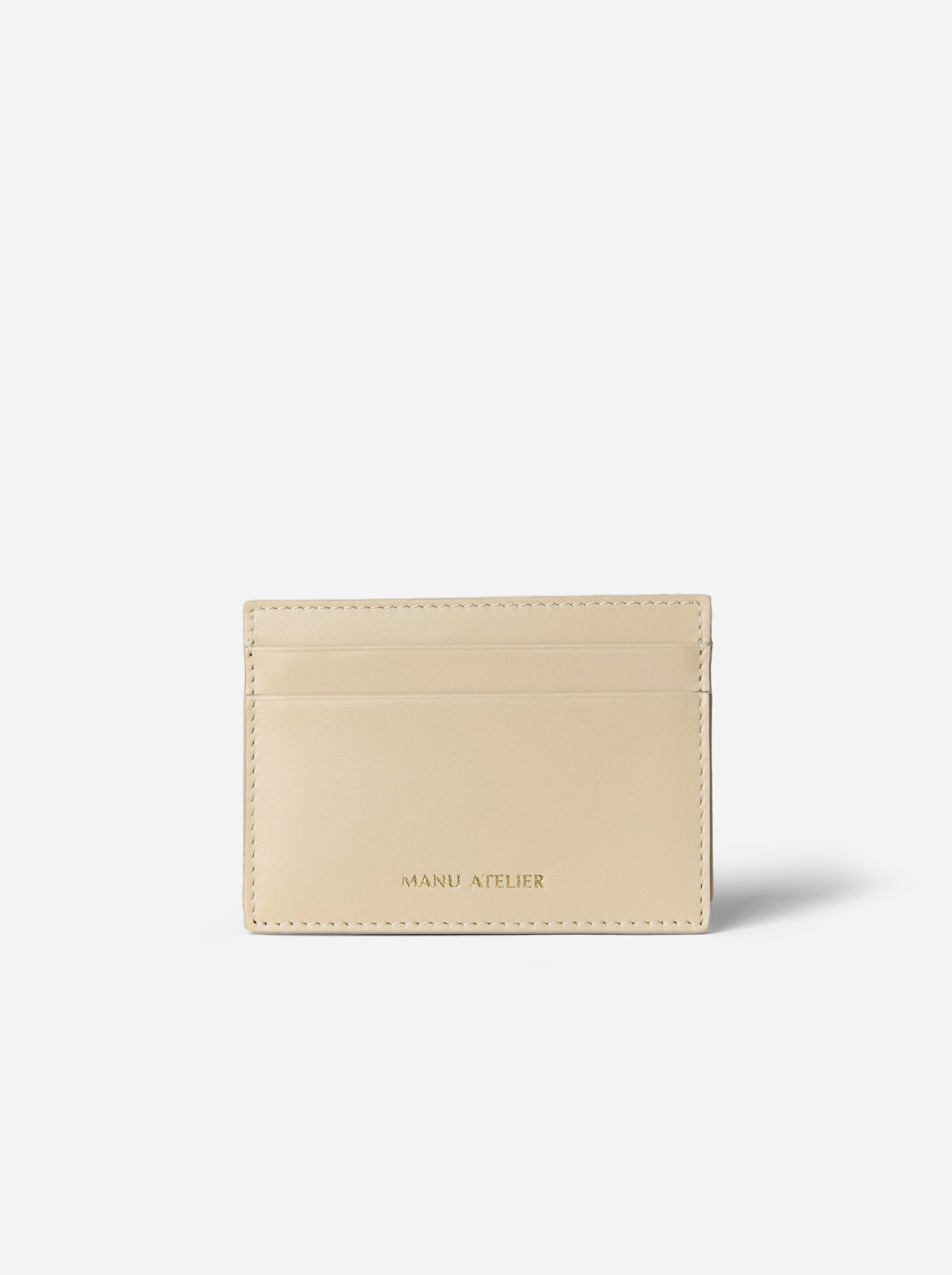 Manu Cardholder Beige Gold Embossed Front
