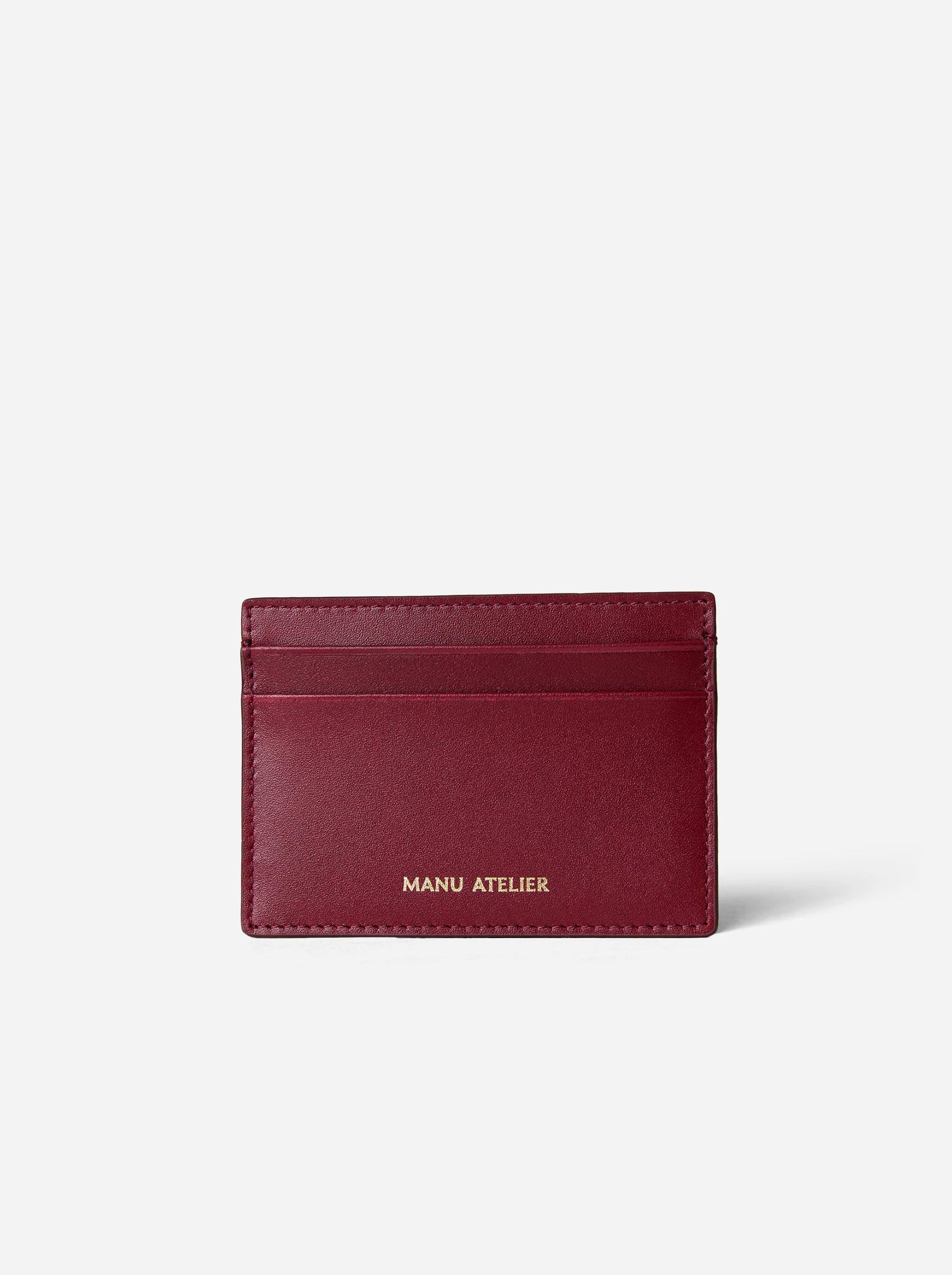 Manu Cardholder Dark Red Gold Embossed Soft Front