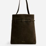 Tote Du Jour Tobacco Green Suede Front