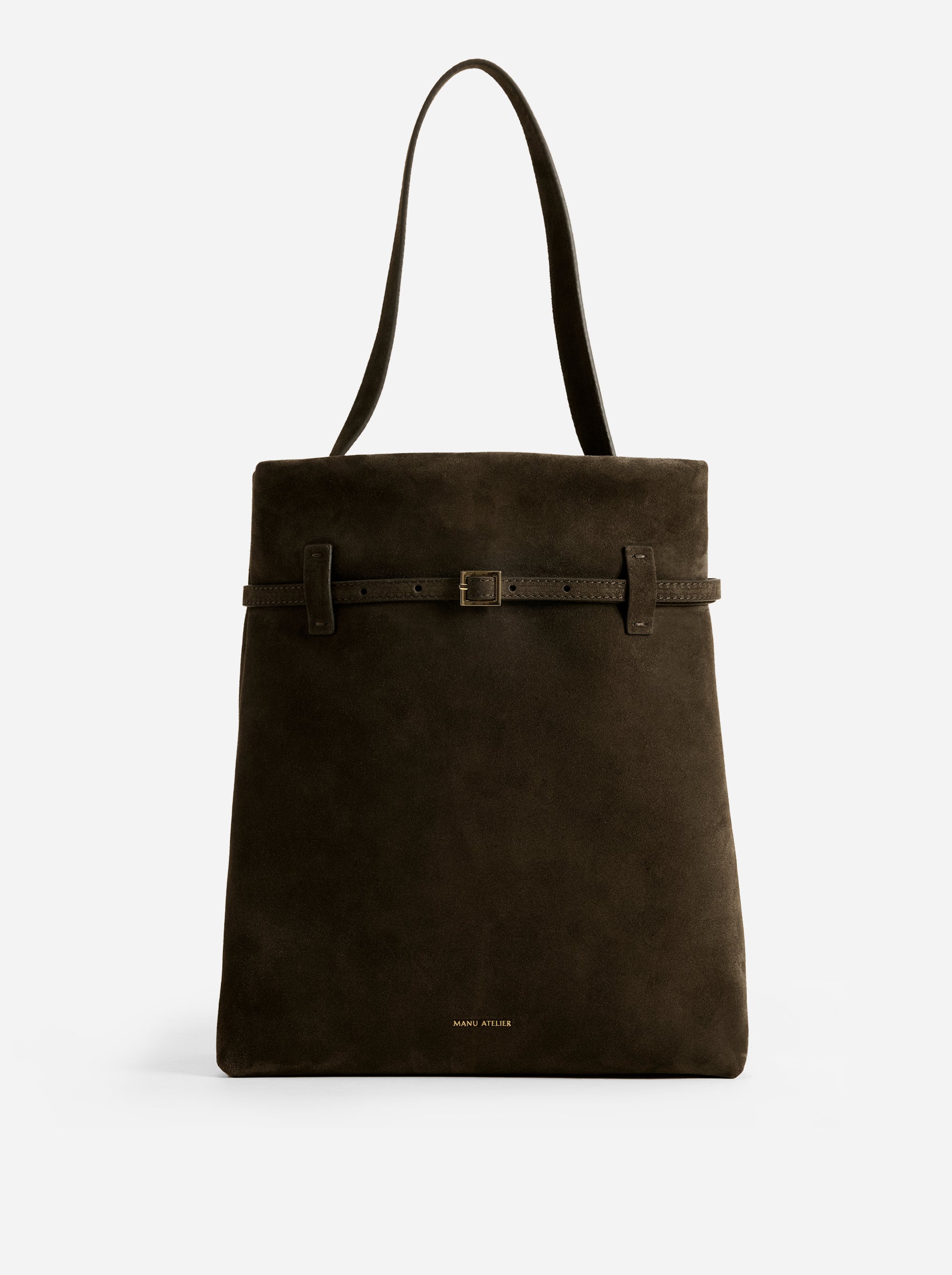 Tote Du Jour Tobacco Green Suede Front