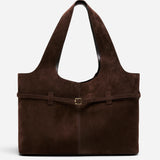 Cambon Cabas Deep Brown Suede Front