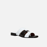 15 Woven Leather Slippers White & Black Soft 2