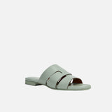 15 Woven Leather Slippers Water Green Soft