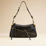 Three Zipped Grained Calf Leather Black 