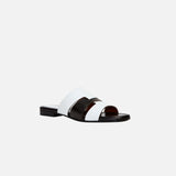 15 Woven Leather Slippers White & Black Soft