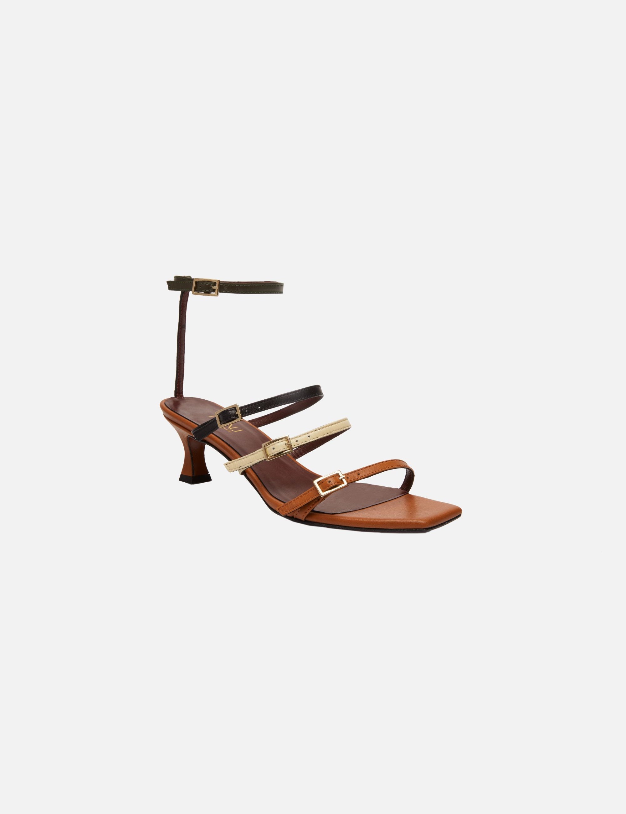 Naomi Sandals Orange Camel & Vanilla & Black & Khaki Soft Side