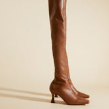 Over Knee High Duck Boots Walnut Side