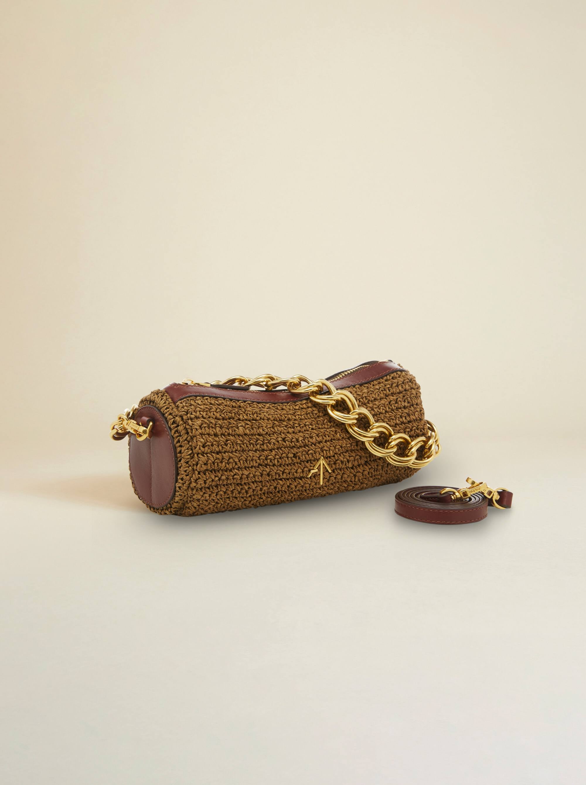 XX Mini Cylinder Neutral & Reddish Brown Crochet 2