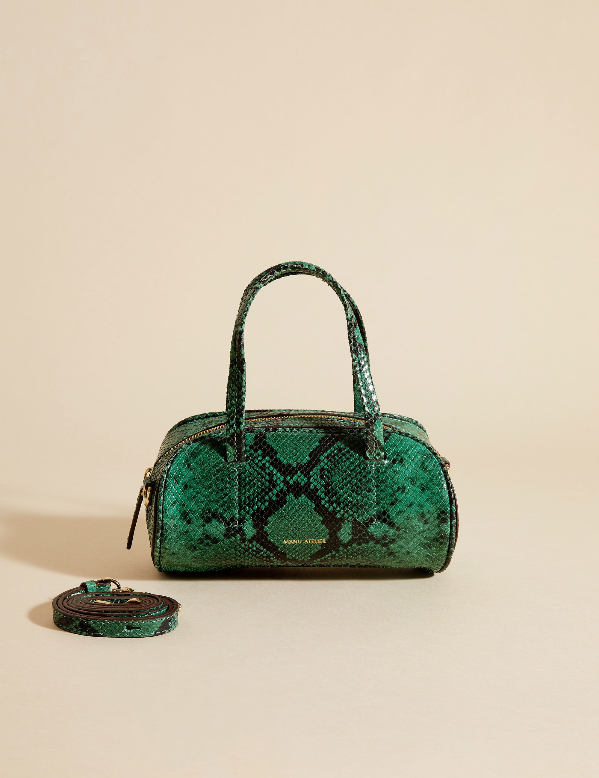 Hourglass Bowling Bag Green Snake Embossed 