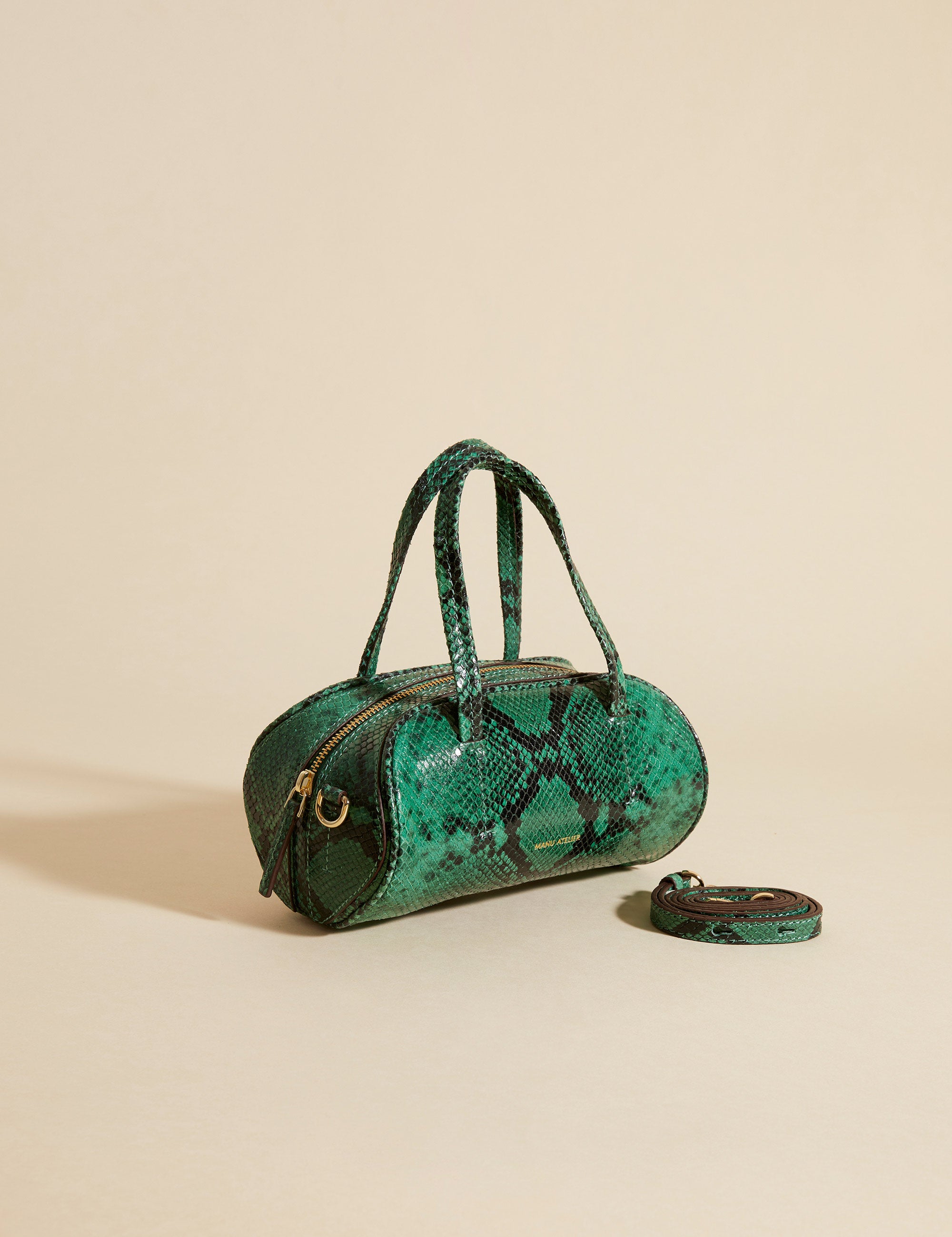 Hourglass Bowling Bag Green Snake Embossed  2