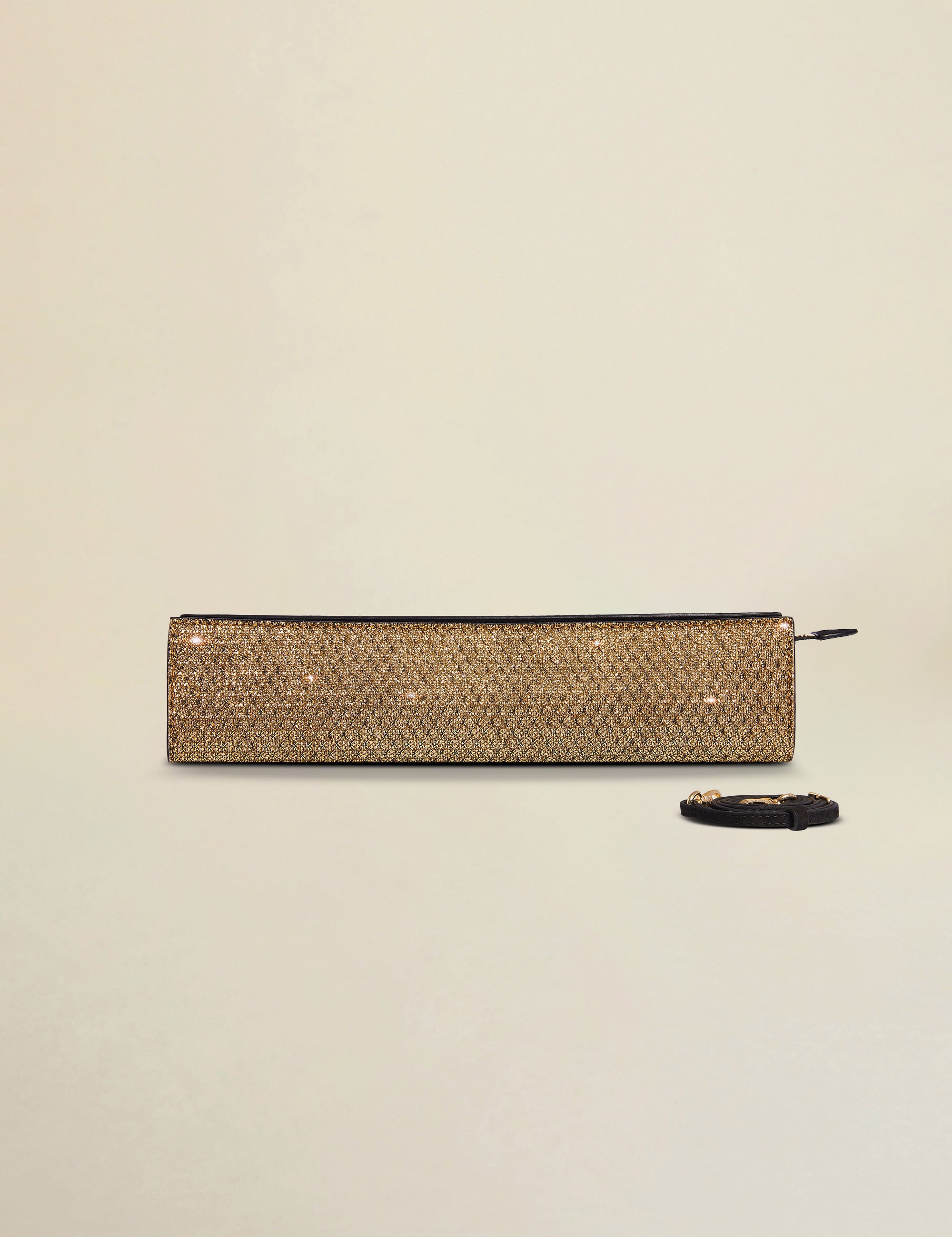 Pencil Box Gold Mesh & Black Suede