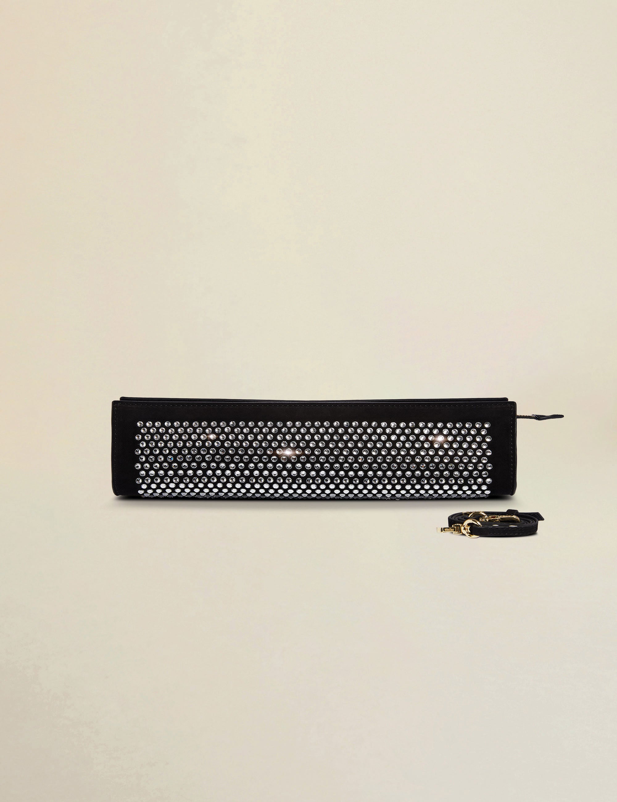 Pencil Box Black Suede with Crystals
