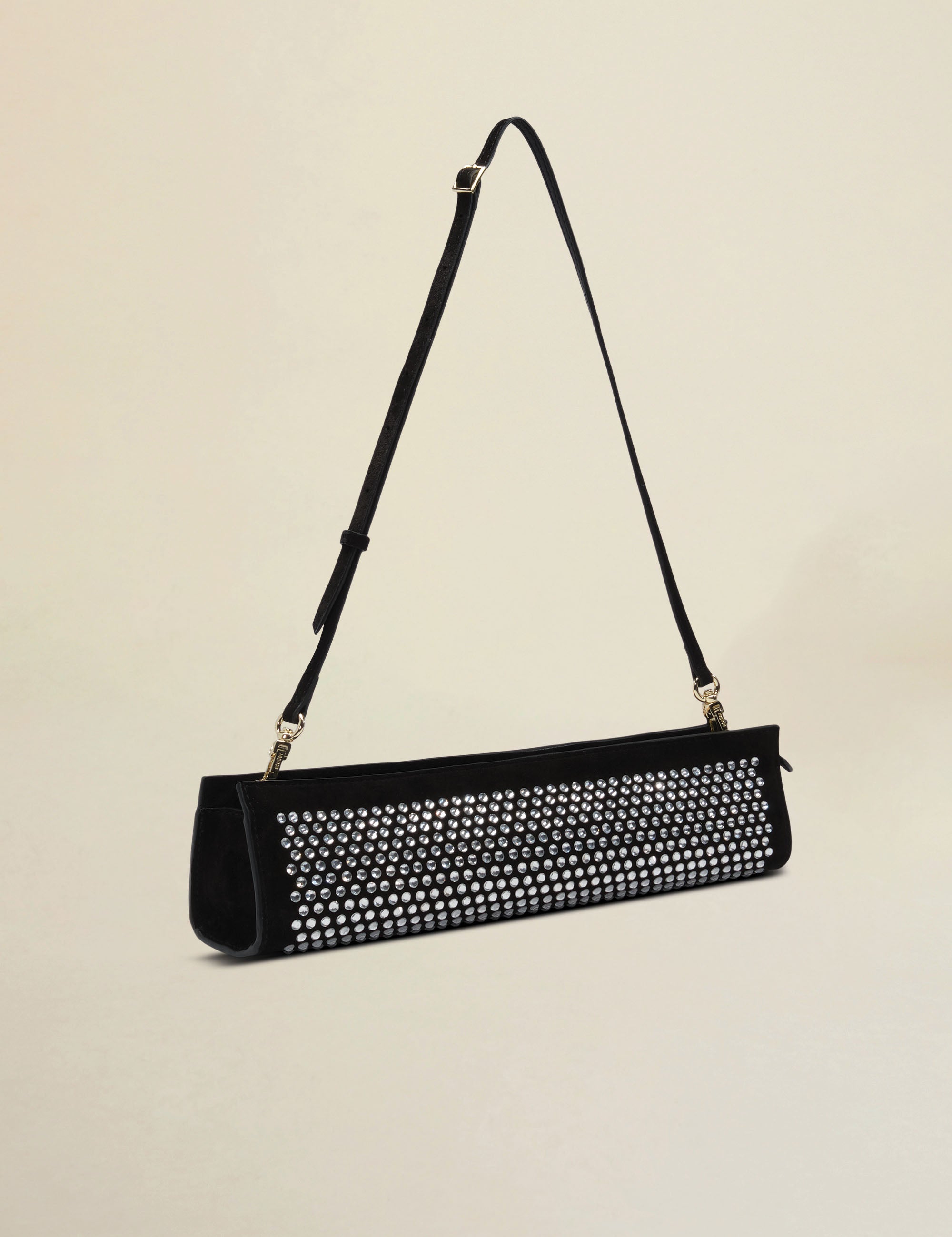 Pencil Box Black Suede with Crystals Side