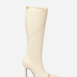 Knee High Pointy Toe Boots Vanilla