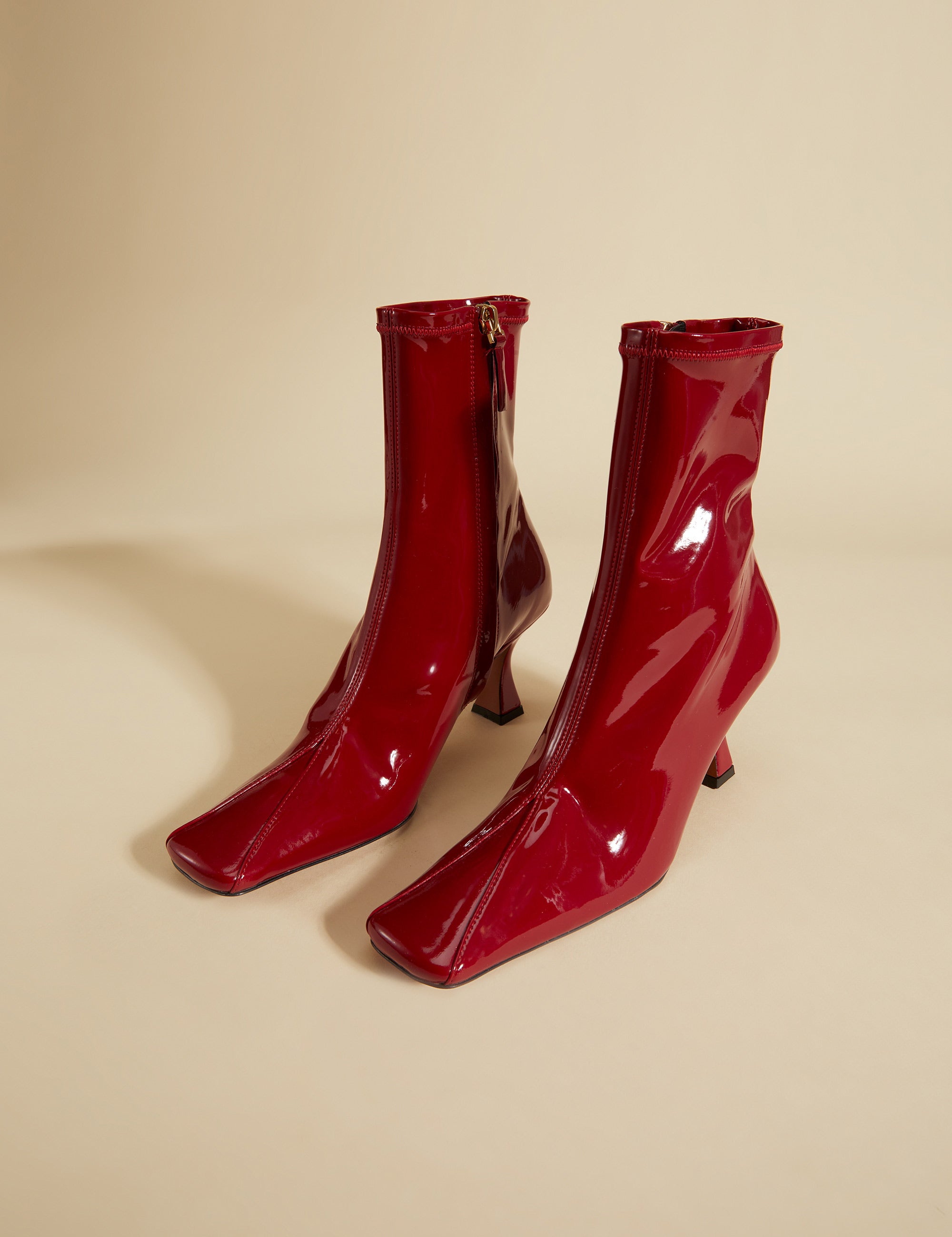 Duck Boots Stretch Vegan Patent Red