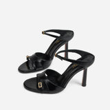 Almond Toe Sandals Black High Gloss