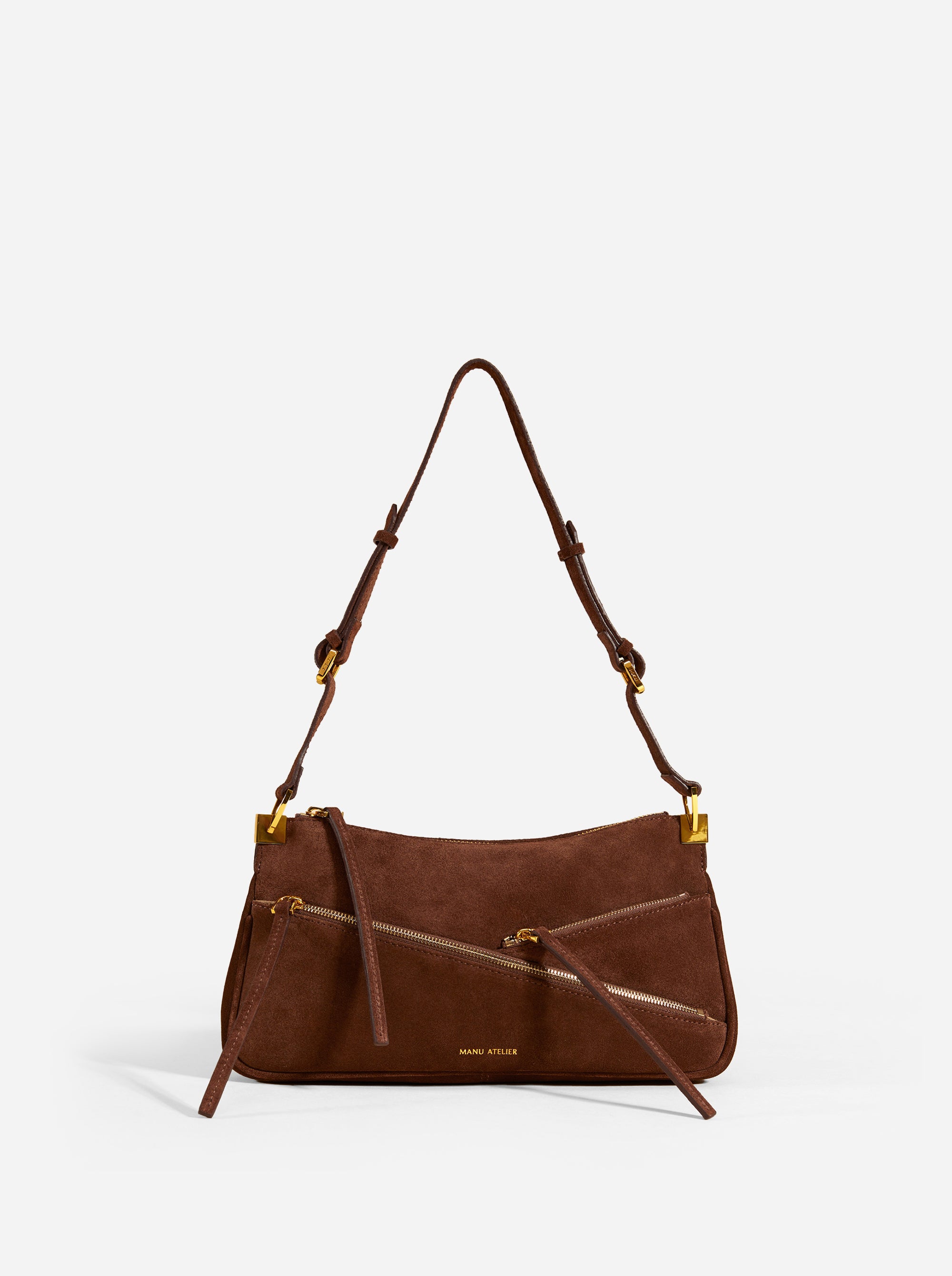 Three Zipped Chocolate Suede Front