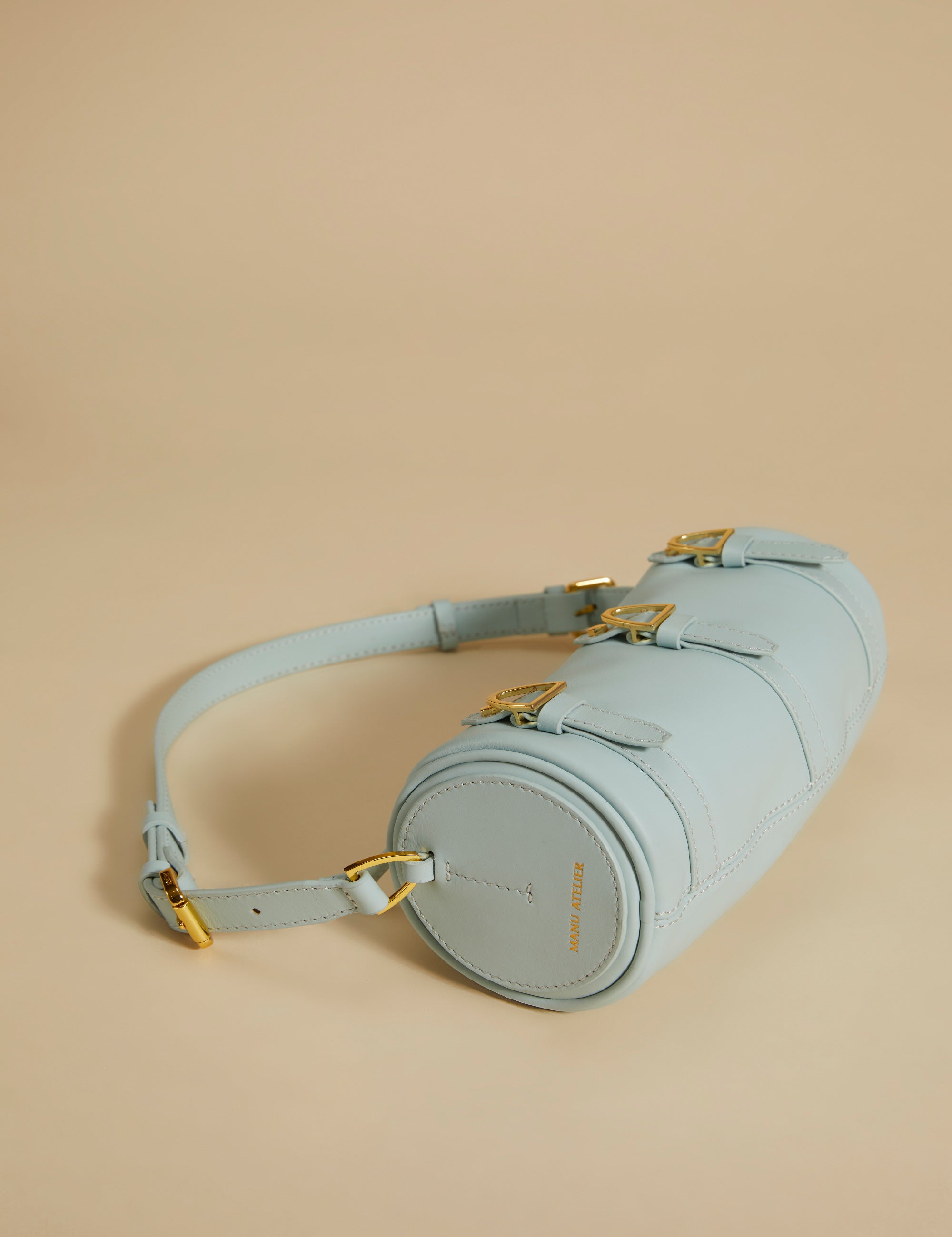 Multi Belted Mini Cylinder Aqua Blue Soft