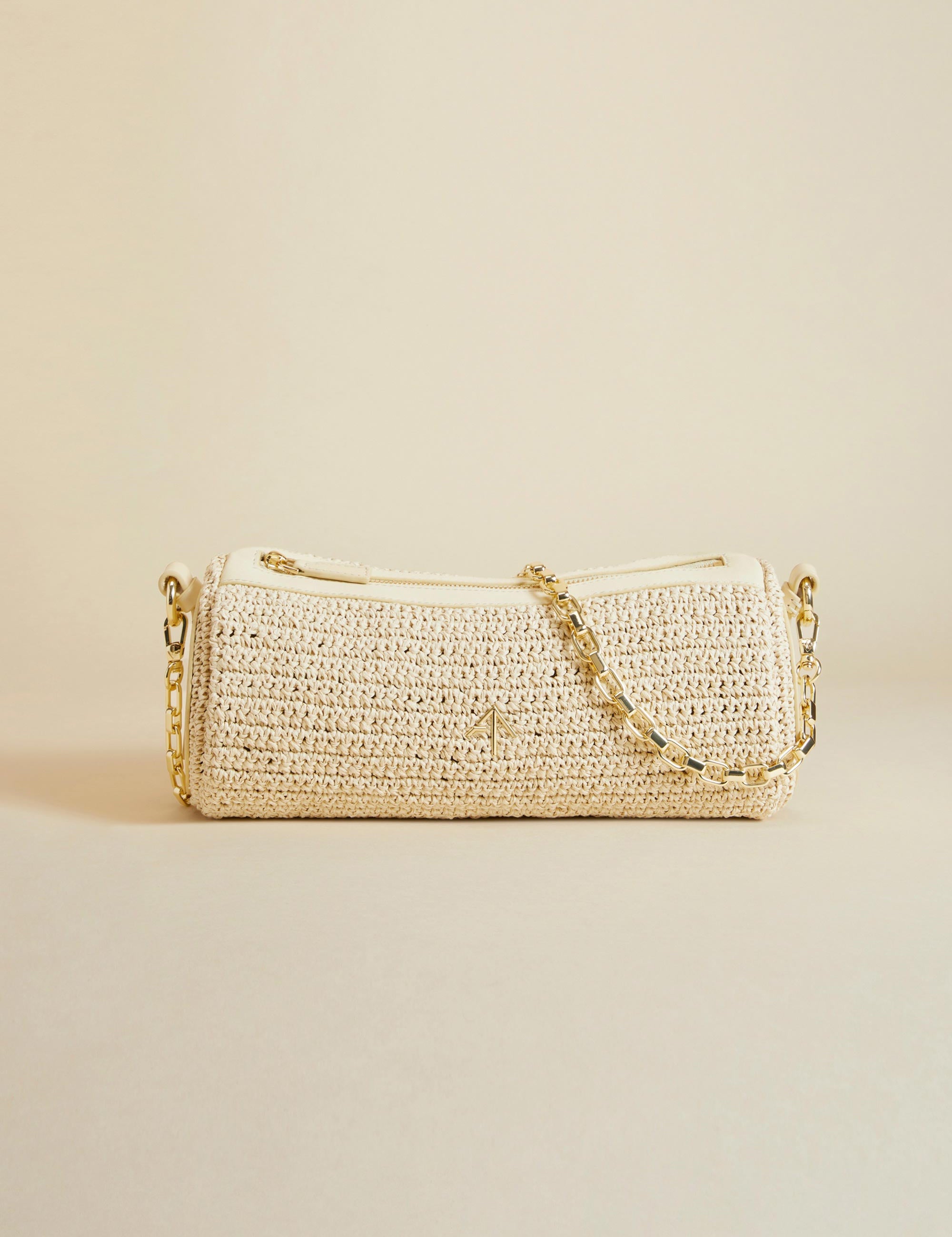 Cylinder Handwoven Crochet Leather Vanilla 