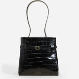 Mini Tote Du Jour Croc Embossed Calf Leather Black 