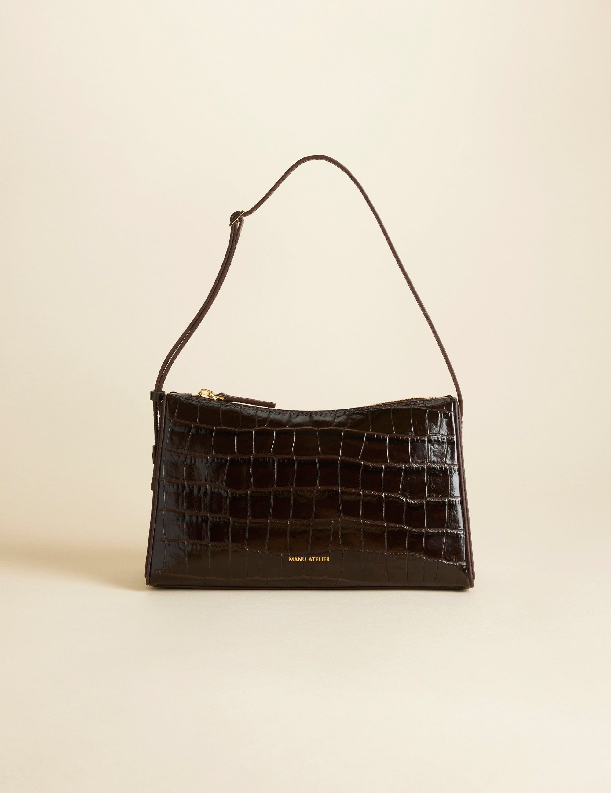 Prism Croc Embossed Calf Leather Brown