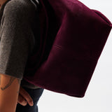 Mini Gala Merlot Suede on model