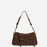 Three Zipped Deep Brown Suede 