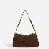 Three Zipped Deep Brown Suede 