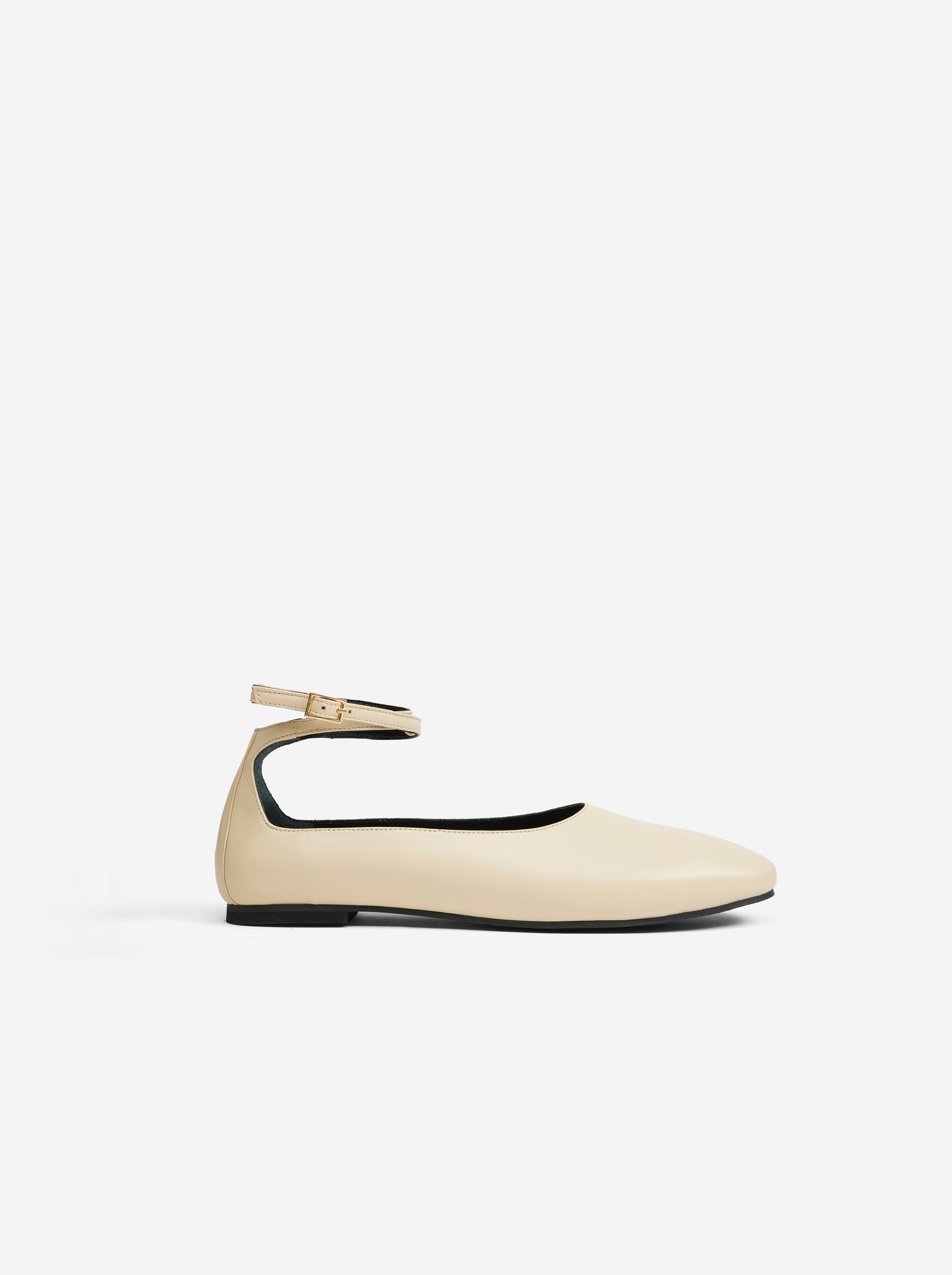 Manu Ballet Flats With Cross Over Ankle Strap Vanilla Soft Side