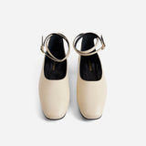 Manu Ballet Flats With Cross Over Ankle Strap Vanilla Soft Front