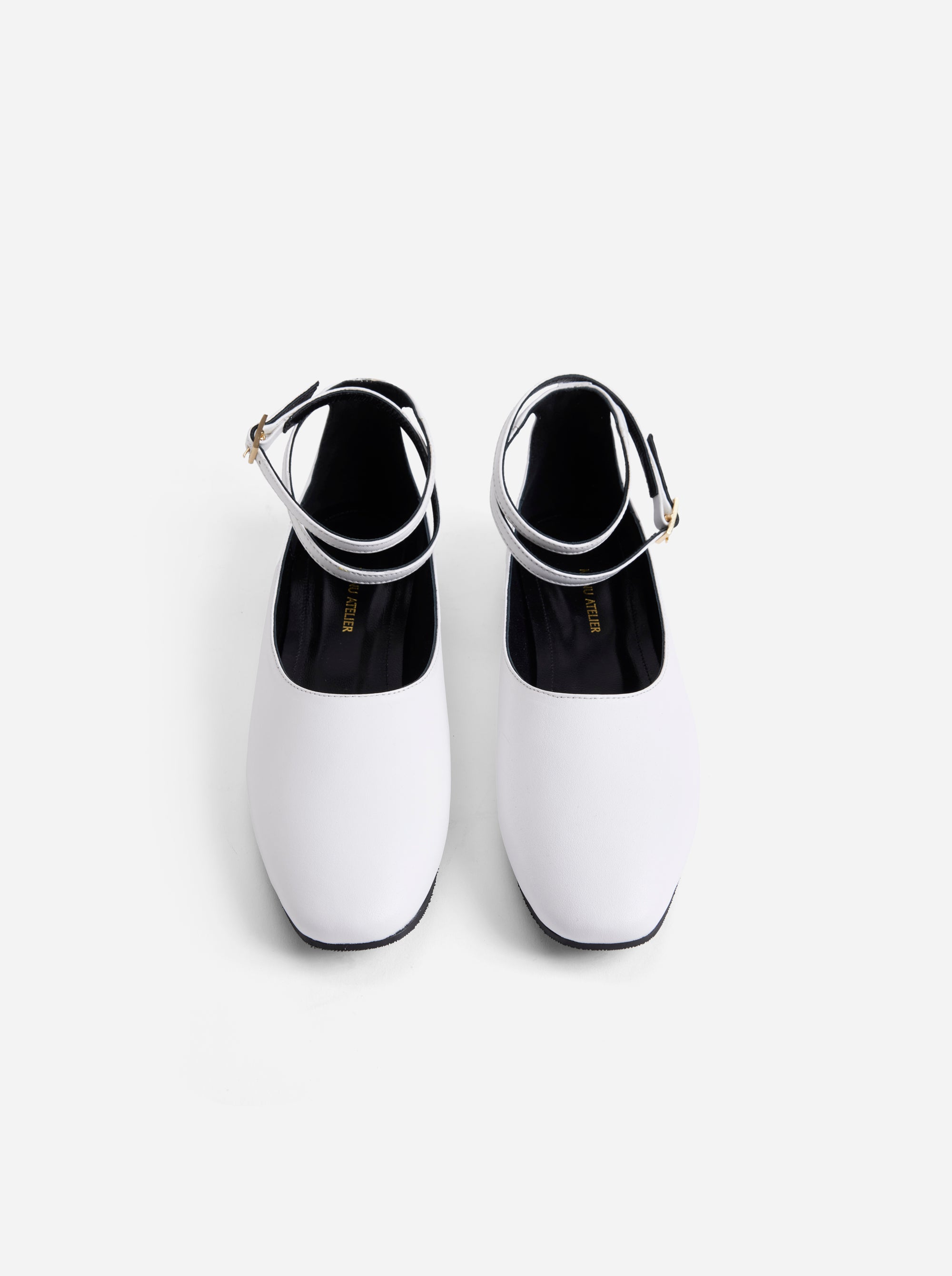 Manu Ballet Flats With Cross Over Ankle Strap White Soft Front