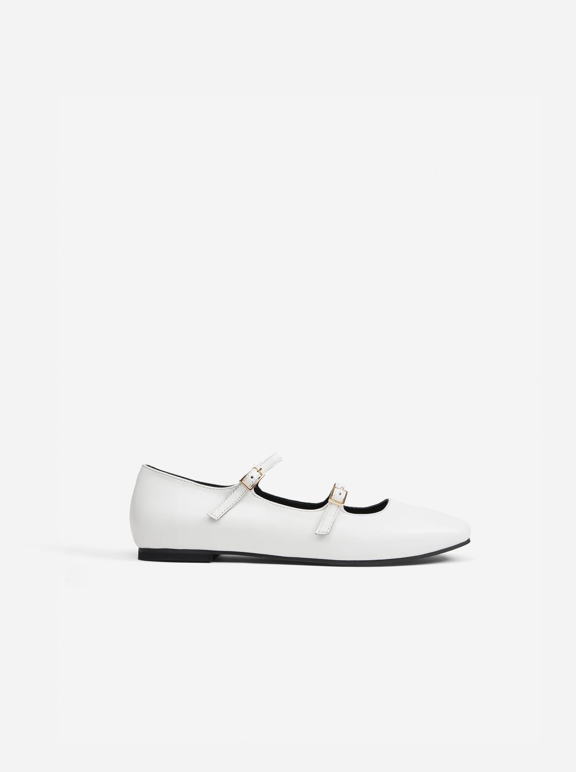 Manu Ballet Flats With Double Belt White Soft Side