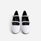 Manu Ballet Flats With Double Belt White Soft Front