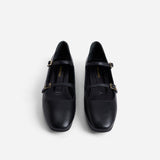 Manu Ballet Flats With Double Belt Black Soft