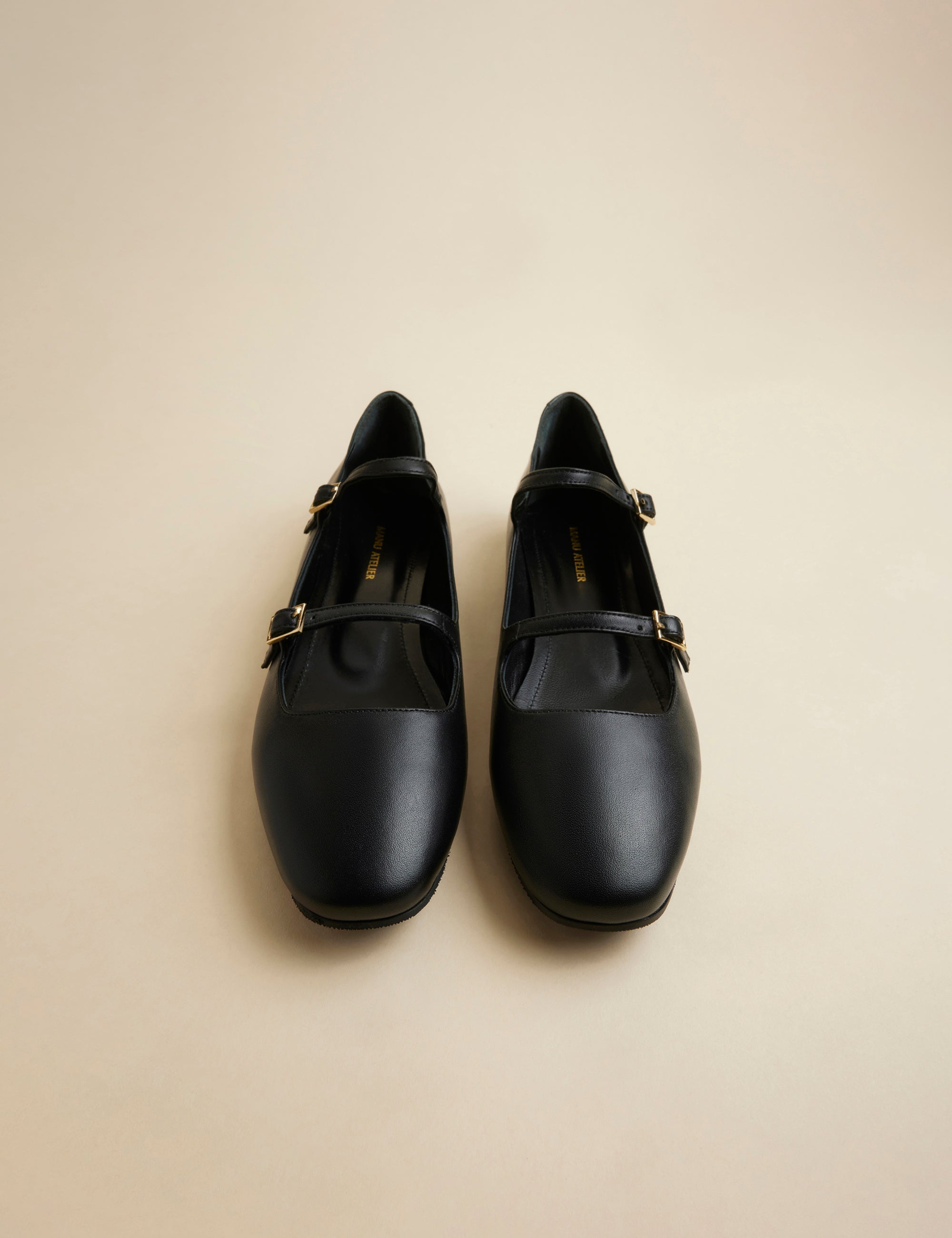 Manu Ballet Flats With Double Belt Black Soft