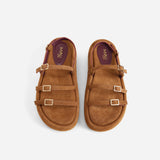 Cage Chunky Slides Sigaro Suede Front