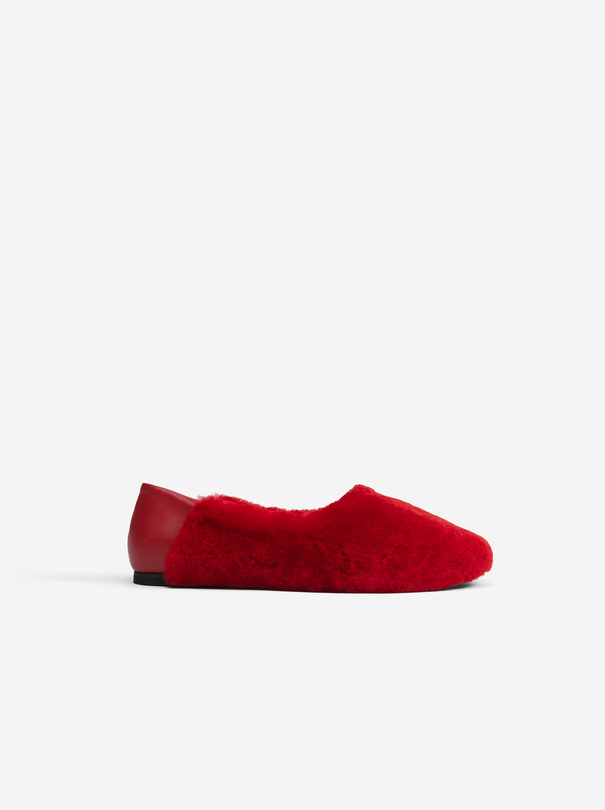Manu Ballet Flats Red Shearling Side
